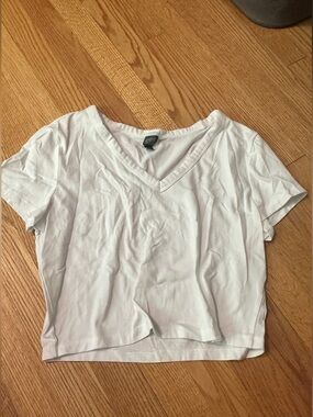 White V-Neck Cropped Tee